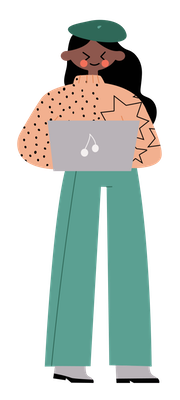 illustration of girl on laptop
